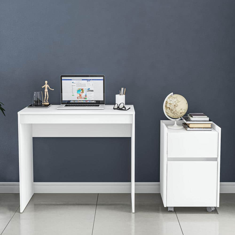 33" Poliifurniture Engineered Wood Writing Desk and 24" Cabinet Set (White) $78 + Free Shipping