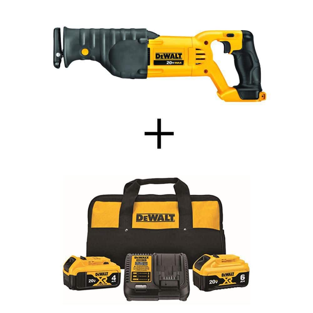 20V DeWalt MAX Cordless Reciprocating Saw w/ 20V 6.0Ah Battery, 20V 4.0Ah Battery, Charger and Bag + Free Tool $299 + Free Delivery or Ship to Store at Home Depot