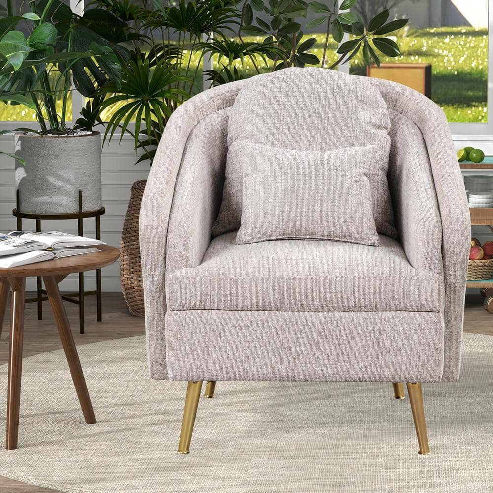 Polibi Velvet Accent Arm Chair w/ Lumbar Pillow (Light Gray, White, Seaweed Green) $99.66 + Free Delivery