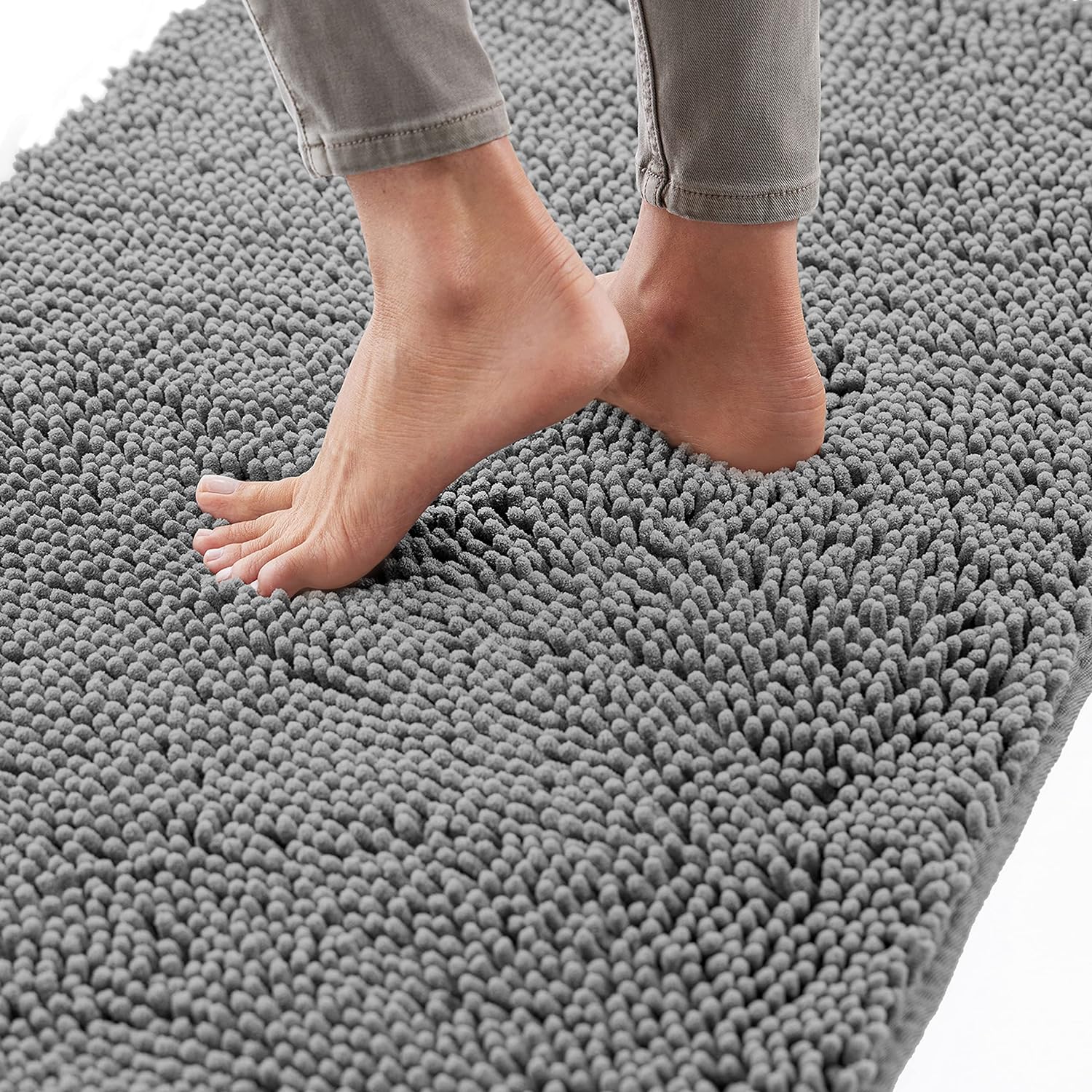 24" x 17" Gorilla Grip Quick Dry Microfiber Chenille Bath Rug w/ Rubber Backing (Grey) $7.92 + Free Shipping w/ Prime or on $35+