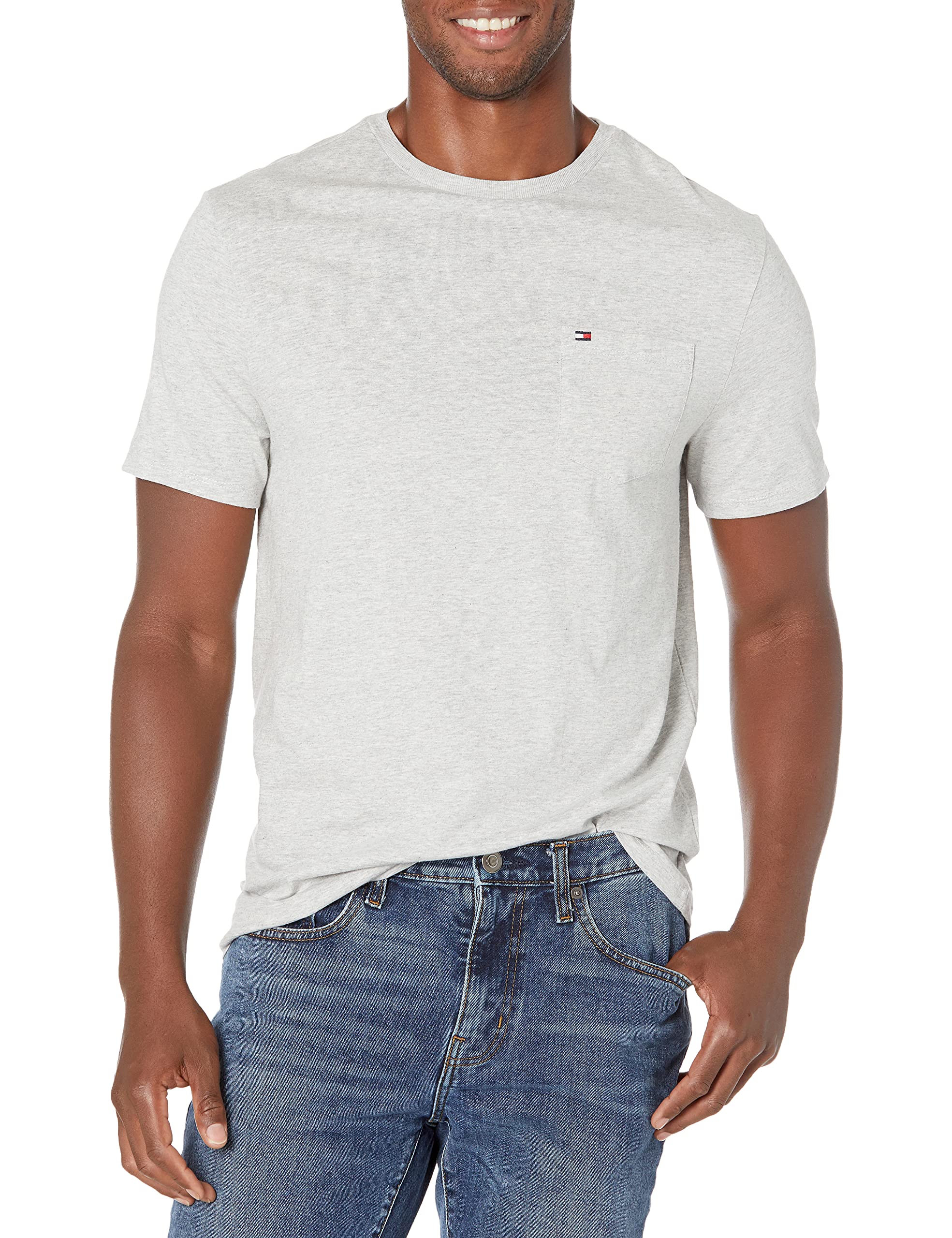 Tommy Hilfiger Men's 100% Cotton Short Sleeve Crewneck T-Shirt with Pocket (Grey Heather, X-Small-3X-Large)) $13.98 + Free Shipping w/ Prime or on $35+