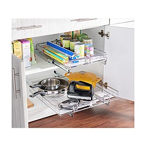 Pop-It S/2 Large Expanding Sliding Cabinet Organizers with Liners 