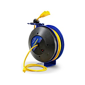 Extension Cord Reels: 16AWG x 50' Goodyear Retractable Commercial Cable LED  Triple Tap Cord Reel $65, More + Free Shipping w/ Prime
