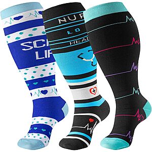  Bropite Plus Size Compression Socks Wide Calf For Women &  Men 20-30 mmhg-Extra Wide Calf Knee High Support Socks For Medical