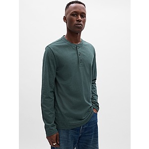 Gap Factory Extra 45% Off Clearance: Men's Everyday Long Sleeve Soft Henley T-Shirt $  9.89, Women's Ribbed Crewneck Long SleeveT-Shirt $  8.79 & More + Free Shipping on $  50+