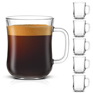 15.5-Oz JoyJolt Heavy Clear Glass Diner Coffee Mugs: Set of 6 $19.95, Set of 4 $15.95