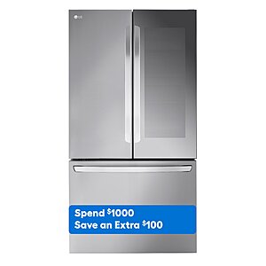 26.5-cu ft LG Counter-Depth InstaView Smart French Door Refrigerator w/ Interior Ice Maker and Water Dispenser $  1399 + Free Store Pickup at Lowe's or $  29 Delivery