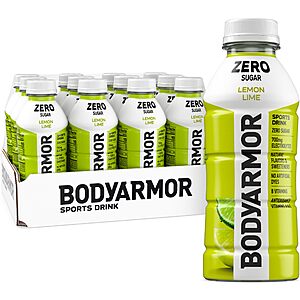 12-Pack 16-Oz BODYARMOR ZERO Sugar Free Sports Drink (Lemon Lime) .25 w/ Subscribe & Save