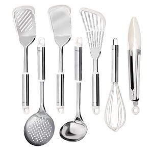 7-pc Carote Stainless Steel w/ Silicone Kitchen Utensils Set for Nonstick Pots & Pans .50