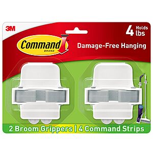 2-Pack Command Broom and Mop Grippers (2 Grippers, 4 Strips) $6.55 