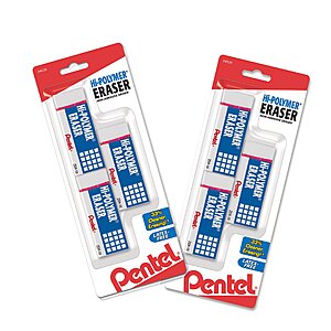 6-Pack Pentel Hi-Polymer Large Block Eraser (White) $2.30 ($0.38 each)+ Free Shipping w/ Prime or on $35+