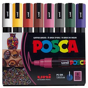 8-Count posca 5M Medium Paint Markers (Dark Tones)  $11.39 w/ S&S + Free Shipping w/ Prime or on $35+