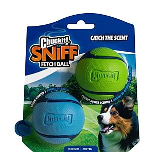Select Accts: 2-pk Chuckit! Sniff Bacon & Peanut Butter Scented Ball Dog Toys (M) 