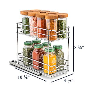 Holdn' Storage Double Pull Out Spice Rack Cabinet Organizer 