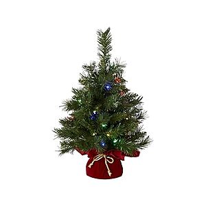 2' National Tree Company Artificial Pre-Lit Tabletop Tree: Majestic Fir w/ Cloth Bag Base $15.99  + Free Shipping w/ Prime