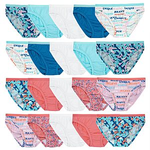 20-Pack Fruit of the Loom Girls' 100% Cotton Bikini Underwear (Size 10, 12) $13.77 ($0.69 pair) + Free Shipping w/ Prime or on $35+