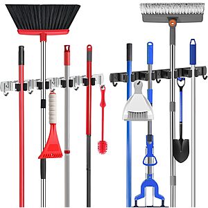 2-Pack nacena Stainless Steel Self-Adhesive Wall Mount Mop & Broom Holder $6.50 