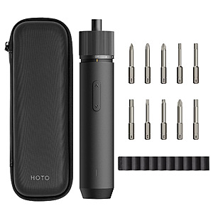 HOTO W1 Rechargeable Cordless Electric Screwdriver w/ LED Light & 10 S2 Bits $22 