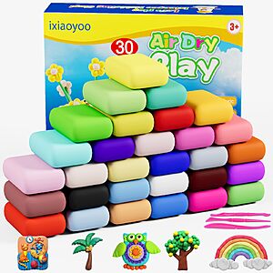 30-Color Air Dry Modeling Clay w/ Sculpting Tools and User Manual $5.99 + Free Shipping w/ Prime or on $35+