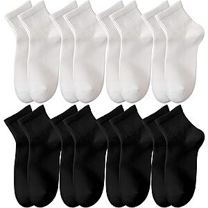 8-Pairs spxkd Women's 95% Combed Cotton Thin Athletic Ankle Crew Socks (various) $5 
