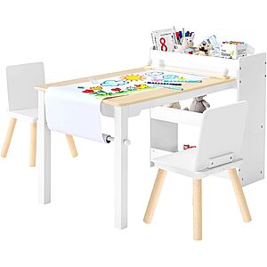 Vevor Kids' Art Table and Chair Set w/ 3 Tier Storage Cabinet  $69.92 + Free Shipping