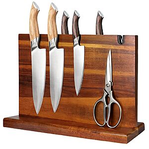 didforu Natural Acacia Wood Space-Saving Magnetic Knife Block Knife Holder $19.99 + Free Shipping w/ Prime or on $35+