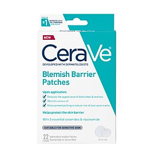 22-Count CeraVe Oil Absorbing Spot Control Hydrocolloid Blemish Patches w/ Ceramides and Niacinamide (For All Skin Tones) $5.64 w/ S&S + Free Shipping w/ Prime or on $35+
