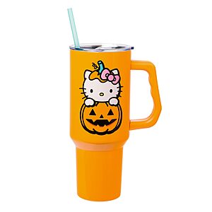 40-Oz Silver Buffalo Sanrio Hello Kitty Halloween Jack-O-Lantern Double Walled Stainless Steel Tumbler w/ Handle and Straw $9.60 + Free Shipping w/ Prime or on $35+