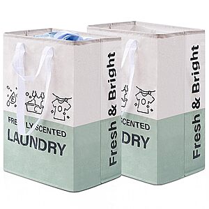 2-Pk 92L Elong Home Freestanding Collapsible Laundry Basket w/ Handles $10 