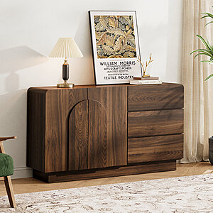 55" Winston Porter Sideboard w/ Adjustable Shelf and 3 Drawers (Walnut) $118 + Free S&H