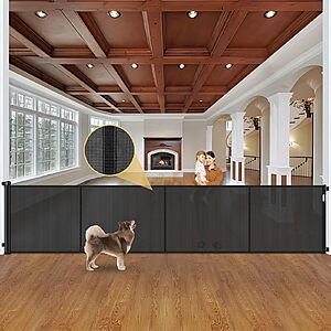 42"H x 175"W Stcockis Extra Wide Retractable Pet or Baby Gate (Black Mesh w/ Reinforced Support Rods) $55.30 + Free Shipping
