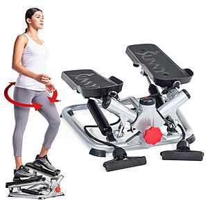 Sunny Health & Fitness Compact Mini Twist Stair Stepper w/ Resistance Bands (Grey) $40.49 + Free Shipping