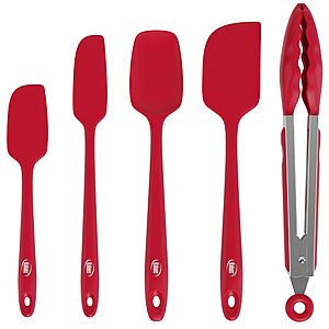 5-Piece Kaluns BPA-Free Silicone Spatula & Tong Set (Red)