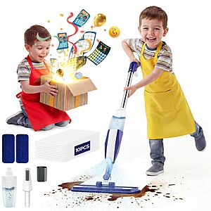 Matscover Kids' Spray Mop Cleaning Kit w/ Real Water Sprayer, Mop Pads and Chores Chart (Blue) $8.49 + Free Shipping w/ Prime or on $35+
