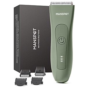 MANSPOT Manscape Rechargeable Wet/Dry Body Hair Trimmer w/ 4x Trimmer Guards