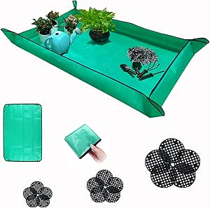 43" x 29" BIUWING Plant Repotting Mat for Indoor Plants w/ 15 Drainage Mesh Pads
