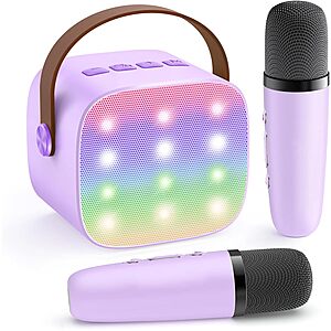 YLL Kids' Portable Mini Speaker Karaoke Machine w/ 2 Wireless Microphones