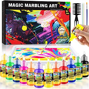 Titoclar 10-Color DIY Water Marbling Paint Craft Complete Kit