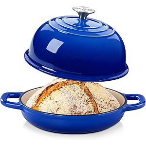 5-Qt Velaze Enameled Cast Iron Bread Baking Dutch Oven w/ Dome Lid $30 + Free S&H