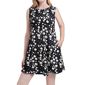 Scotamalone Women's Sleeveless Casual Tank Dress w/ Pockets (various)
