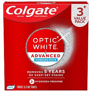 3-pk 3.2-oz Colgate Optic White Advanced Hydrogen Peroxide Toothpaste $8 w/ S&S