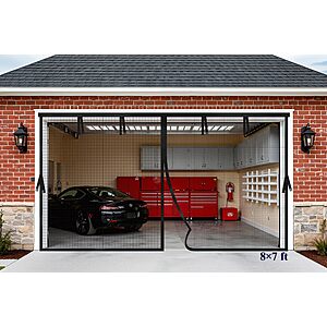 Kitsure Fiberglass Garage Door Screens: 16'x7' 2-Car $25, 8'x7' 1-Car