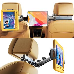 LISEN 3-in-1 Adjustable Tablet Holder Mount for Cars w/ Extendable Arm & Swivel