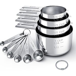 10-Pc Tiluck Stainless Steel Measuring Cups & Spoons Set