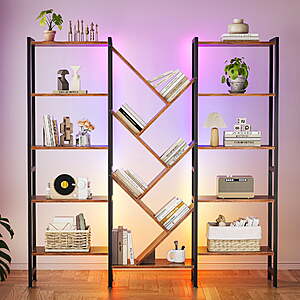 5-Tier Casacomoda Triple Bookshelf w/ RGB LED Lights, 17-Shelves & Metal Frame $70 + Free S&H