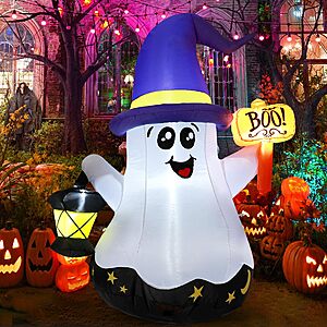 Lightning Deal: 5' GOOSH Halloween Inflatable Ghost Outdoor Decor w/ Built-in LEDs