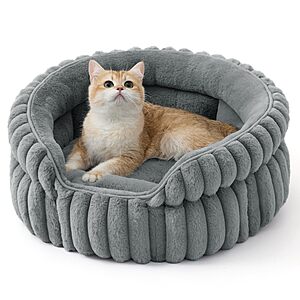 Prime Members: 20" Bedsure ComfyFleece Small Round Washable Cat Bed (Warm Gray) $14.50 + Free S&H