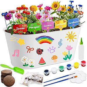 25-Pc RootCraft Paint & Plant Kid's Gardening Set /w 5 Variety Flower Seeds