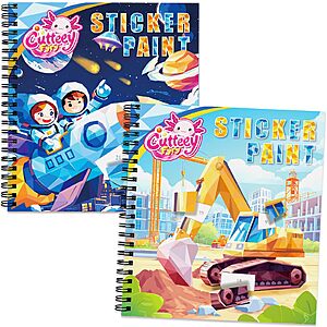 2-Pk CutteeyFyry Kids' Travel Paint by Number Sticker Activity Book (various)