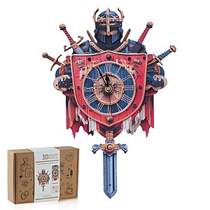 39-Pc. Rnfinewow 3D Wooden Knight Clock DIY Model Kit
